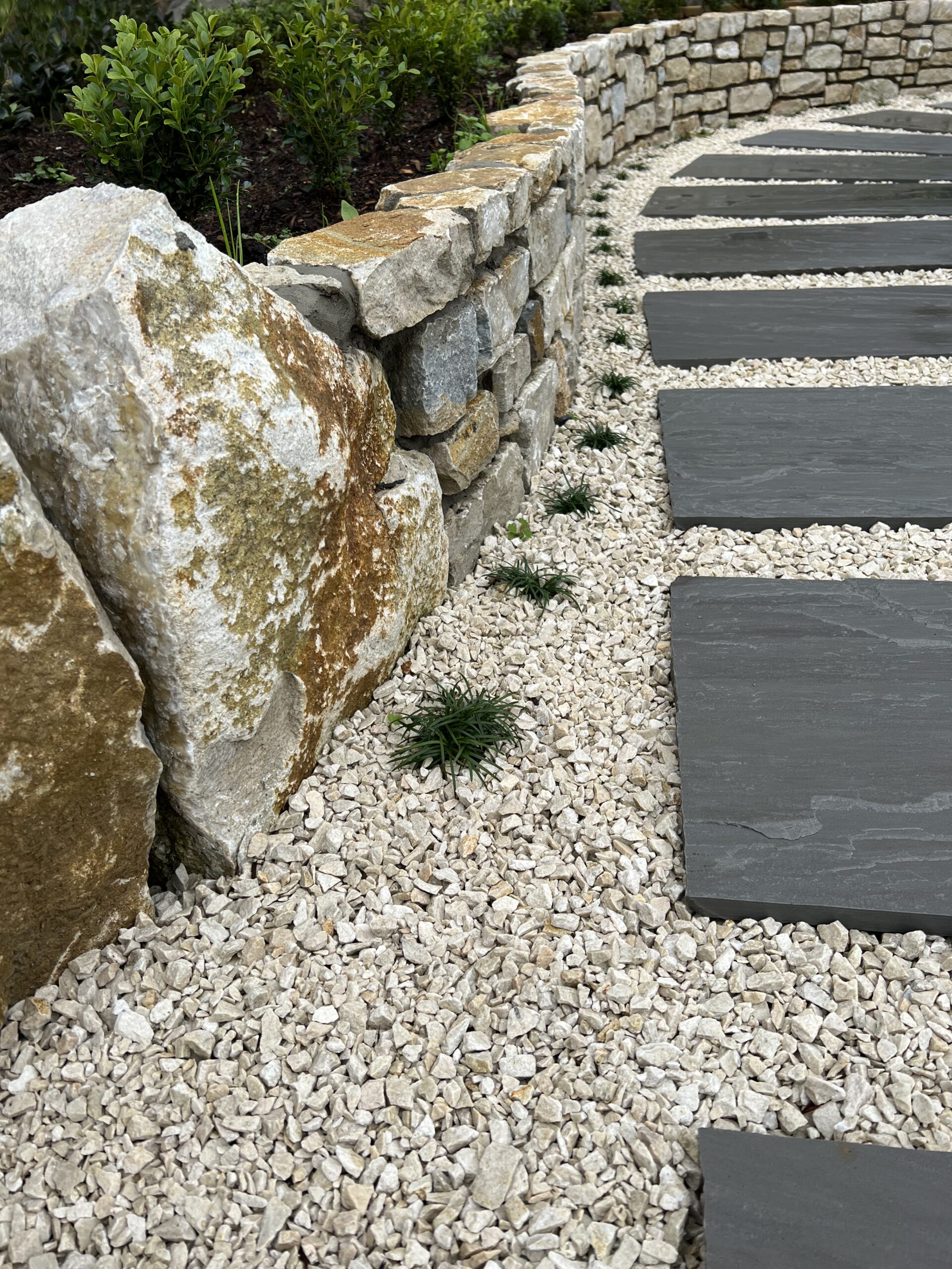 Robust retaining garden wall and path