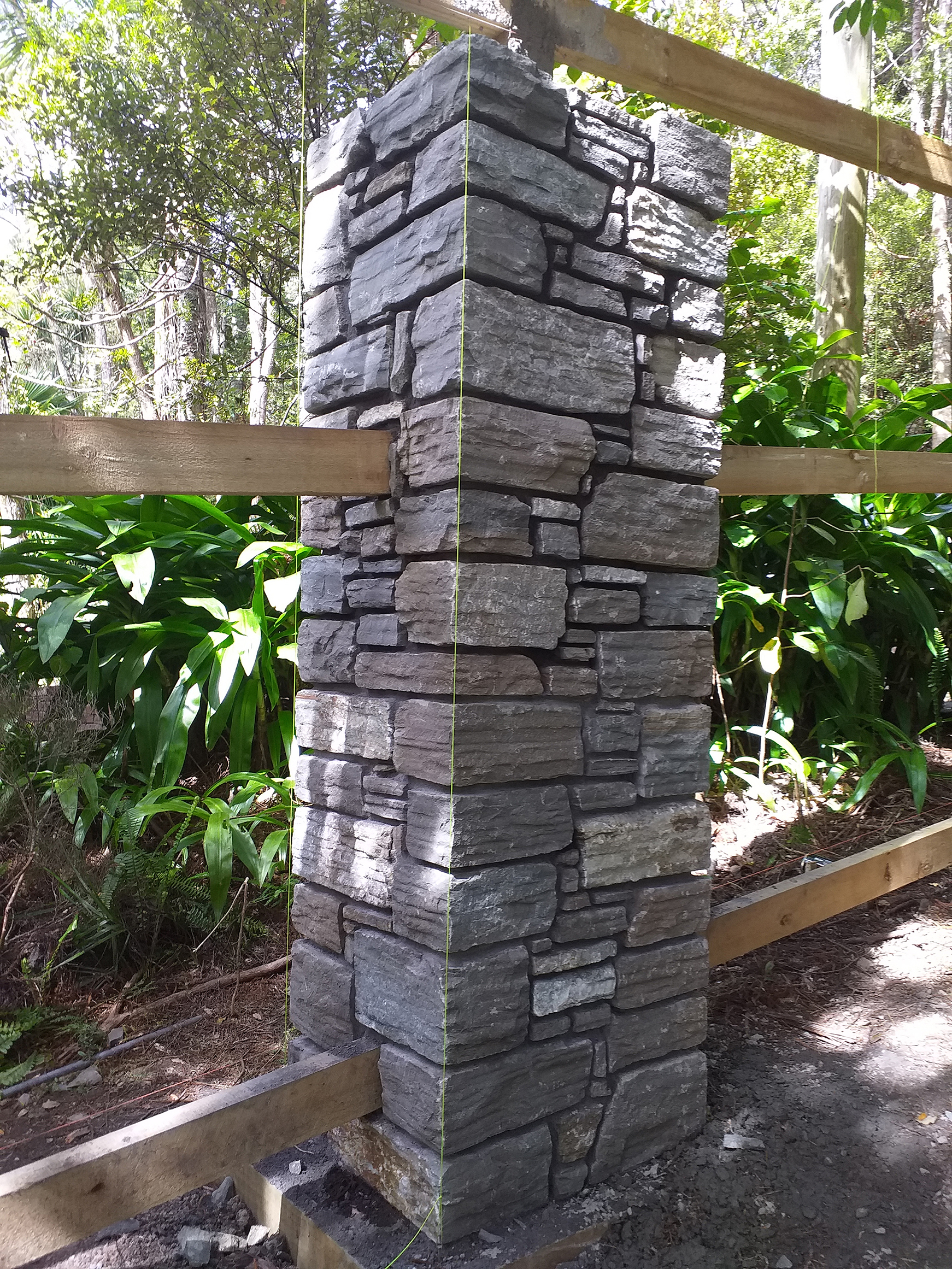 Stone Pillar in progress - By Strategic Landscaping